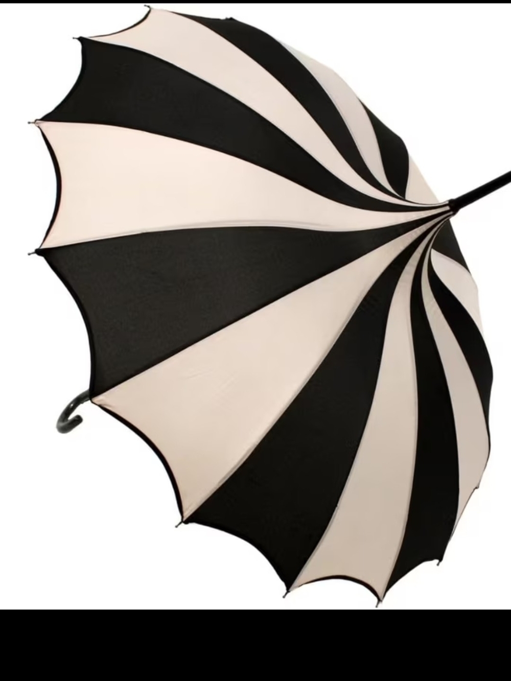 Classic Black and White Spiral Women's Umbrella - Elegant Rain Accessory